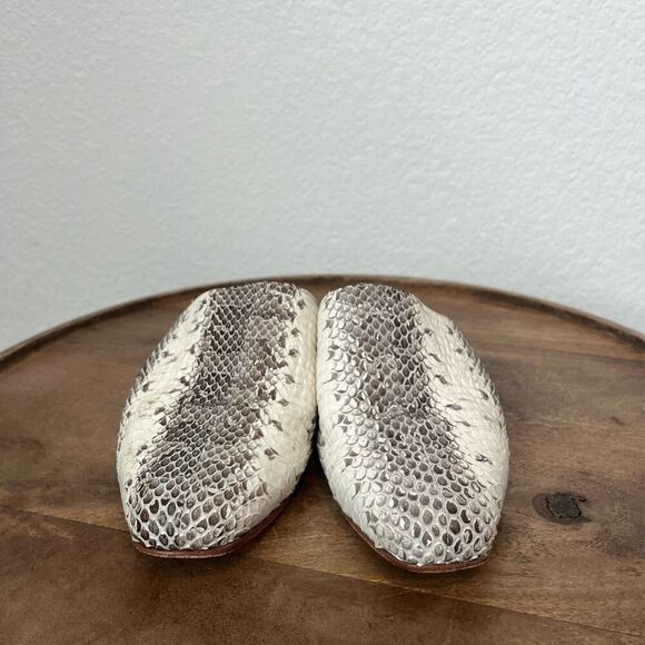 Eva Credo Snakeskin Slip On Mule Flats Leather Women’s 7 - Picture 2 of 8